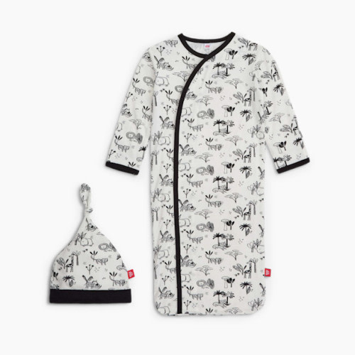 Magnetic Me Modal Gown And Hat Set - Black & White Animal Safari, 0-3 M