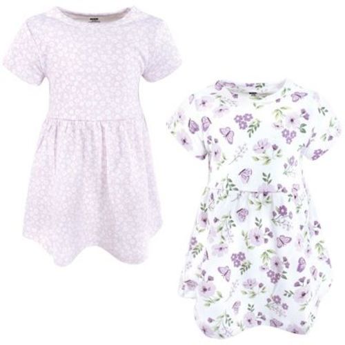 Hudson Baby Girls Cotton Dresses, Purple Butterfly Floral