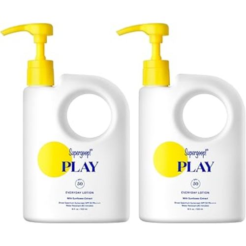 Supergoop! PLAY Everyday Lotion SPF 50 - Broad Spectrum Body & Face Sunscreen for Sensitive Skin - Great for Active Days - Fast Absorbing, Water & Sweat Resistant - 18 fl oz - 2 Pack