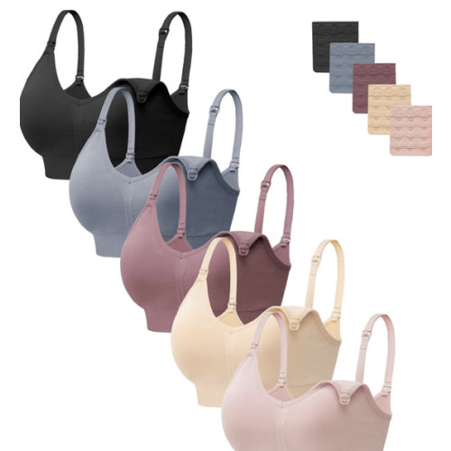 HBselect Women Maternity Bras 5 Pack Nursing Bras for Breastfeeding Seamless Pregnancy Sleep Bralette with Extra Extenders