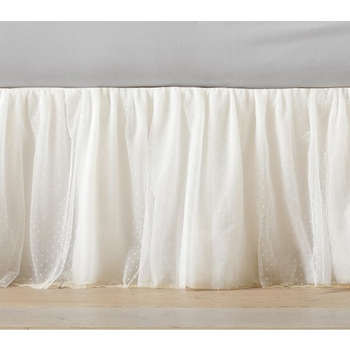 Monique Lhuillier Ivory Tulle Tiny Dot Crib Skirt