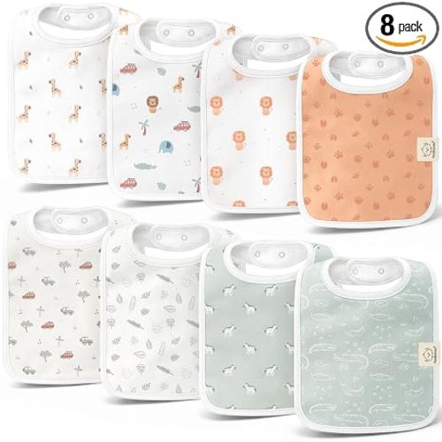 KeaBabies 8-Pack Organic Baby Bibs for Boys, Girls Drool Bibs (Wilderness) | Super Absorbent Cotton Bibs for Teething and Drooling Newborn, Toddler, Ultra Soft, Machine Washable, Gender Neutral Colors