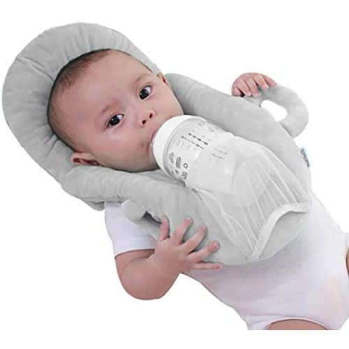 Baby Detachable Anti Roll Prevent Flat Self Feeding Nursing Pillow Portable Breast Feeding Pillows(Gray)