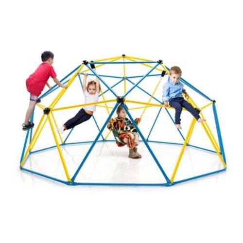 Costway 10 FT Climbing Dome with Swing Outdoor Kids Play Jungle Gym