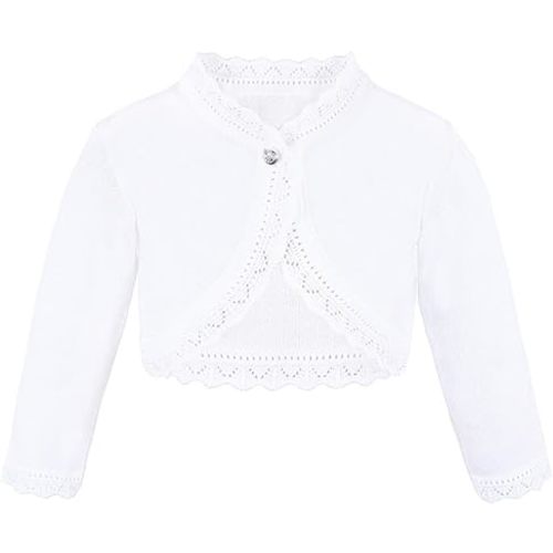 Lilax Little Girls' Knit Long Sleeve Button Closure Bolero Cardigan Shrug