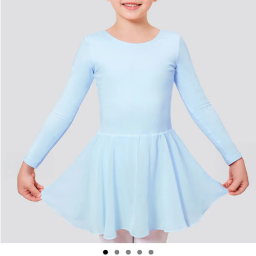 Girls Long Sleeve Ballet Leotards with Sheer Skirt