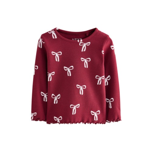 Kids' Ribbon Print Cotton Rib T-Shirt