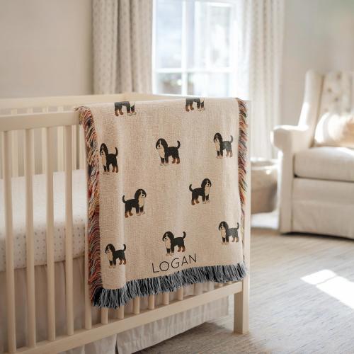 Personalized Bernedoodle Baby Blanket, Custom Name Dog Breed Print Throw, Cozy Pet Lover Nursery Bedding, Cute Puppy Baby Shower Gift