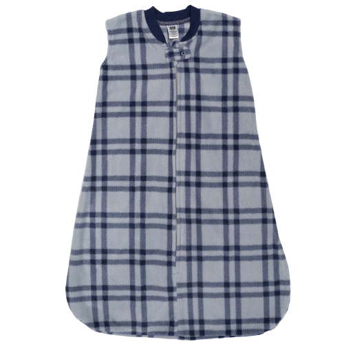 Hudson Baby Infant Boys Fleece Sleeping Bag, Sack, Blanket, Gray Navy Plaid, 0-6 Months