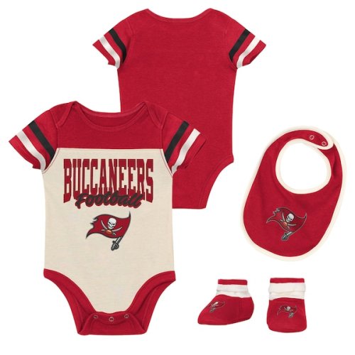 Tampa Bay Buccaneers Outerstuff Infant & Newborn Up One Three-Piece Bodysuit, Bib & Booties Set