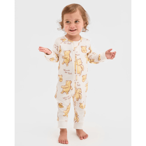 Disney Winnie The Pooh Organic Cotton Baby Rib Footless Coverall - Winnie Face