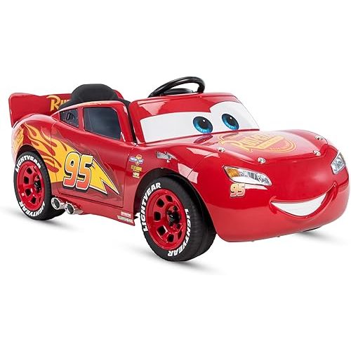 Huffy Cars Lightning McQueen 6V Ride-On Toy Car with Headlights & Engine Sounds, Foot Pedal Drive, Up to 2.5 MPH, Ages 3–7