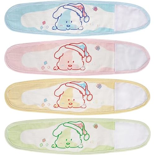 Liitrton 4 PCS Cartoon Pattern Cotton Baby Infant Umbilical Cord Belly Band for 0-12 months (Random Color, Cute Dog)