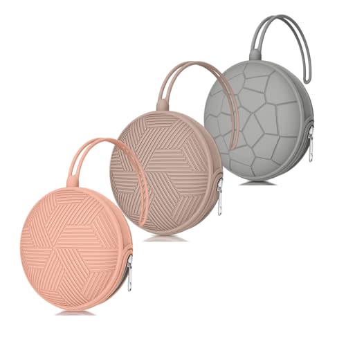 Smlpuame 3 Pack Pacifier Holder Case,Silicone Portable Pacifier Cover Pouch Bag for Diaper Bags Baby Carriage,Pacifier Storage Container Box,Easy to Clean(Muted Red+Blush+Grey)