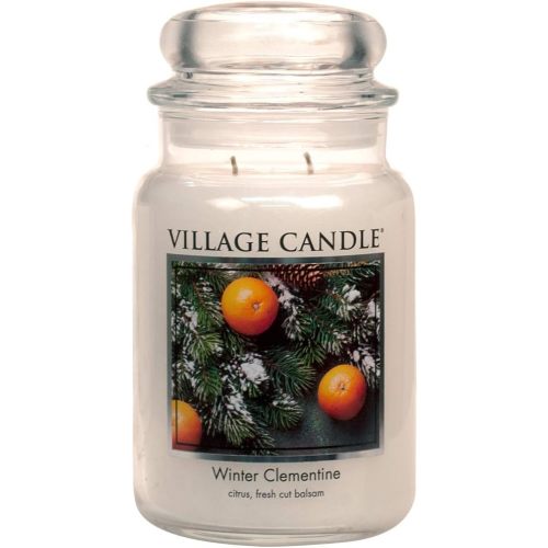 Village Candle Winter Clementine Large Apothecary Jar, Scented Candle, 21.25 oz.