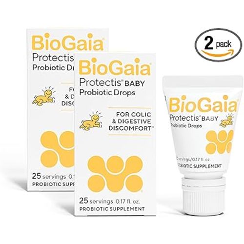 BioGaia Protectis Baby Probiotic Drops | Baby Essentials for Colic & Gas Relief | Safe for Newborns | Ease Crying, Fussing, Colic, Gas, Spit-ups & Constipation | No Dairy, Soy & Gluten | 5mL (2-Pack)
