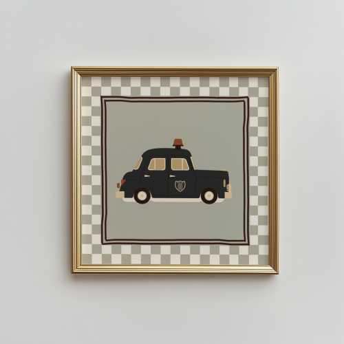 European Police Car Print, Retro Nursery Decor (Digital Download)