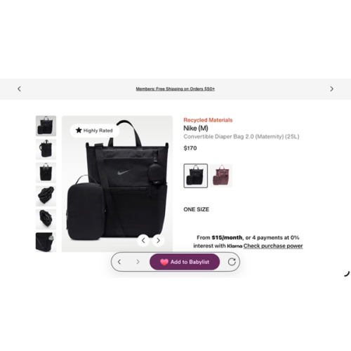 Nike (M) Convertible Diaper Bag 2.0 (Maternity) (25L). Nike.com