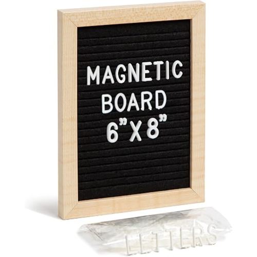U Brands Small Black Felt Letter Board Sign, Magnetic, 6 x 8 in Wood Frame