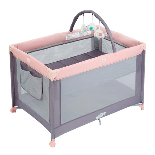 Pamo Babe Pack and Play with Bassinet, Pink Portable Playard for Baby