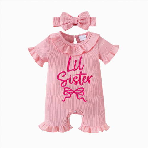 JUMEYU Infant Clothes Girl Newborn Baby Girl Clothes Print Fabric Baby Romper Set Infant Girl Outfits 0 3 6 9 12 18 24 Months (Pink,Newborn)