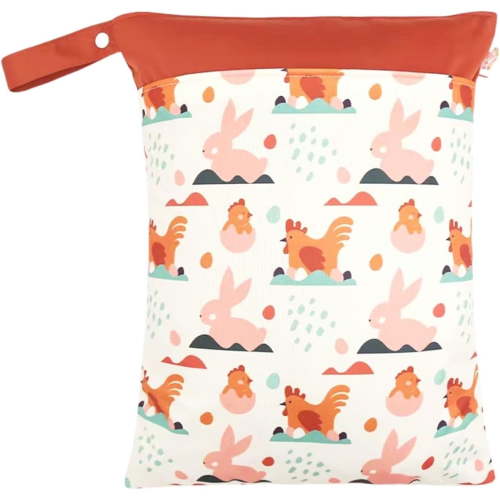 Waterproof Reusable Cloth Diaper Wet Dry Bags Beach Sandproof Travel Yoga Gym Soiled Baby Items Dry Wet Bag Two Compartment Big-Capacity (animals-01)