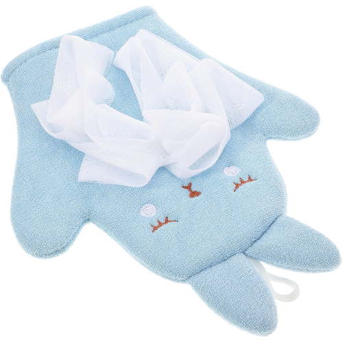 HEANUJJ Body Scrubber Baby Bath Mitt Sky-blue Polyester Double-sided Design for Toddler Home Use 1Set
