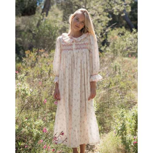 Nightingale Women's Dress Rosebud Chintz with Peony Hand Smocking