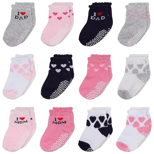 Mother's Choice Organic Cotton Baby Socks 0-6 Months - 12 pairs Soft Infant Socks, Gentle Ankle High Sock for Girls, Cozy Newborn Pink Socks and New Mom Gift, Perfect for Daily Comfort