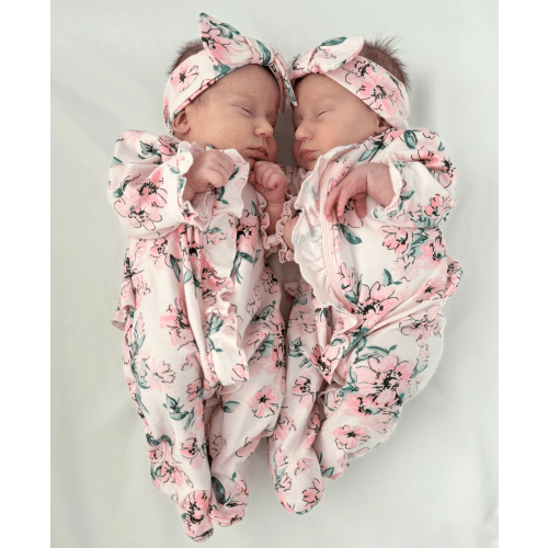 Dream Floral 2-Way-Zip Footed One-Piece and Headband