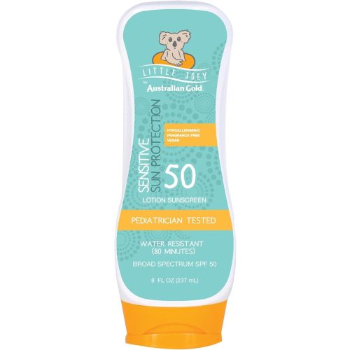 Australian Gold Little Joey Sunscreen Lotion SPF 50, 8 Ounce | Hypoallergenic & Fragrance Free | Broad Spectrum | Water Resistant | Vegan | Pediatrician Tested