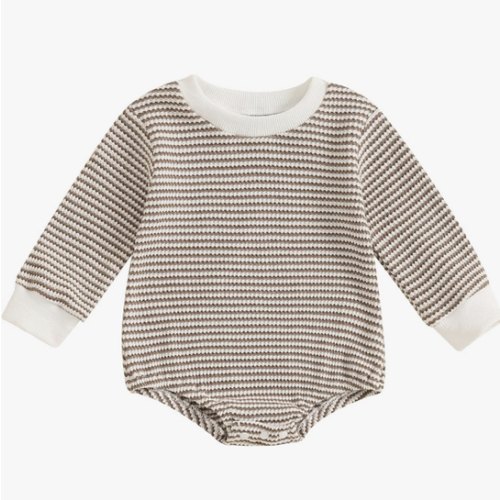 VISGOGO Unisex Baby Boy Girl Romper Waffle Newborn Infant Onesie Clothes Long Sleeve Bubble Oversized Romper Bodysuit Top