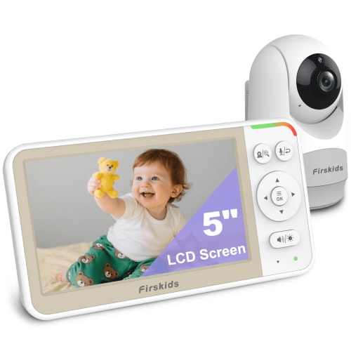 Firskids Video Baby Monitor with Camera and Audio, Baby Monitor with 5" inch LCD Display, 1000ft Range, Lullaby, No Wifi, ECO Mode