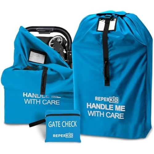 reperkid Medium Stroller Bag for Airplane Travel, Blue, 42" H x26 W x13 D, Fits Most Single Strollers Including Jogging & Standard Models – Premium Waterproof Cover, Adjustable Shoulder Straps