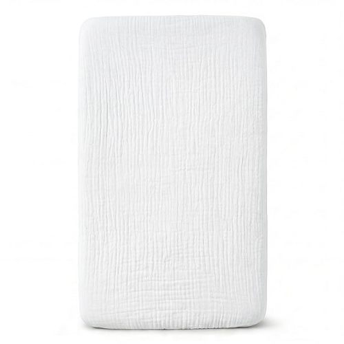 Muslin Bassinet Sheet Compatible with Maxi-COSI Iora & Iora Air Bedside Sleeper - 100% Cotton Rectangular Mattress Pad Cover (33"x20"), Breathable & Soft, Boho (1 Pack White)
