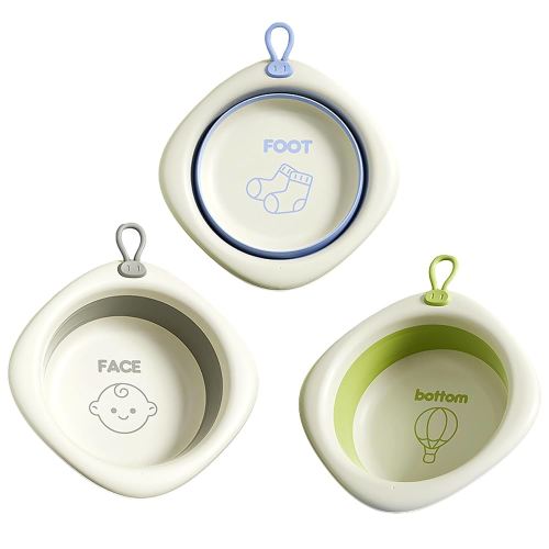 3-Pack Collapsible Wash Basin Set, Baby Kids Foldable Small Wash Basin, Portable Plastic Basins for Bottles, Travel, Camping, Laundry