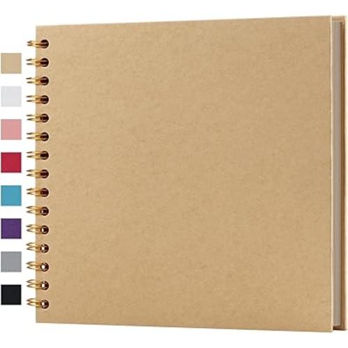 potricher 12 x 12 Inch Large DIY Scrapbook Photo Album 80 Pages Thick Kraft Blank Yellow Paper Memory Book for Wedding and Anniversary Family (Yellow, 12 Inch)