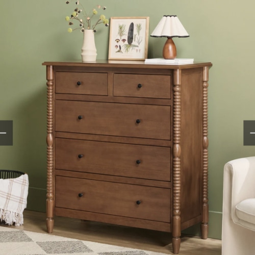 Traditional Vivienne 5-Drawer Easy Assembly Solid Wood Dresser