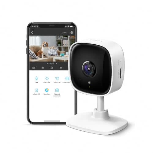 TP-Link Tapo 1080P Indoor Security Camera for Baby Monitor, Dog Camera w/Motion Detection, 2-Way Audio Siren, Night Vision, Cloud & SD Card Storage, Works w/Alexa & Google Home (Tapo C100) | Motion Detection, 2-Way Audio, Siren, Night Vision, Cloud & S...