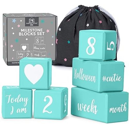 Turquoise Baby Monthly Milestone Blocks. Baby Age Blocks for Girl or Boy Baby Photo Props and Baby Shower. Month Baby Milestone Blocks with Grammatically Correct Month and Year