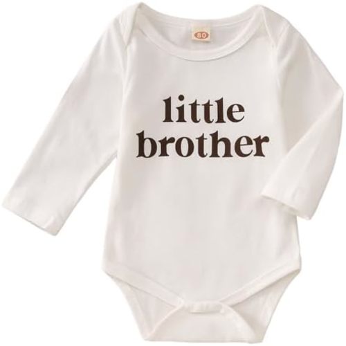 Little Brother Bodysuit Infant Baby Boys Romper Newborn Onesie Sibling Outfits Long Sleeve One Piece Fall Clothes