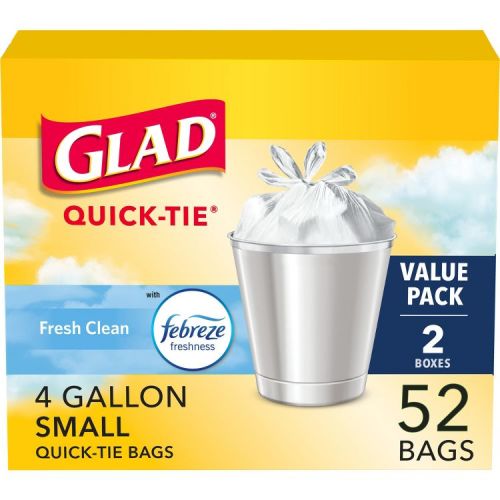 Glad Small Trash Bags + OdorShield White Trash Bags - 4gal/52ct: Odor Control, Sized to Fit Specific Trash Cans