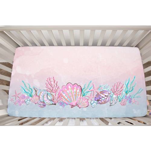 Mermaid Crib Sheet, Under The Sea Nursery, Shell Crib Sheet, Mermaid Crib Bedding, Ocean Crib sheet, Sea nursery, Mermaid Nursery - PiM
