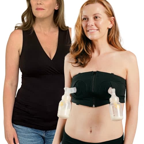 Hands-Free Pumping Bra + Tank - Comfortable, Adjustable, Customizable - Converts Any Nursing Bra to a Pumping Bra