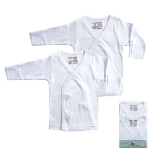 Luvable Friends Baby Unisex Side Snap Shirts, White Long-Sleeve, Newborn