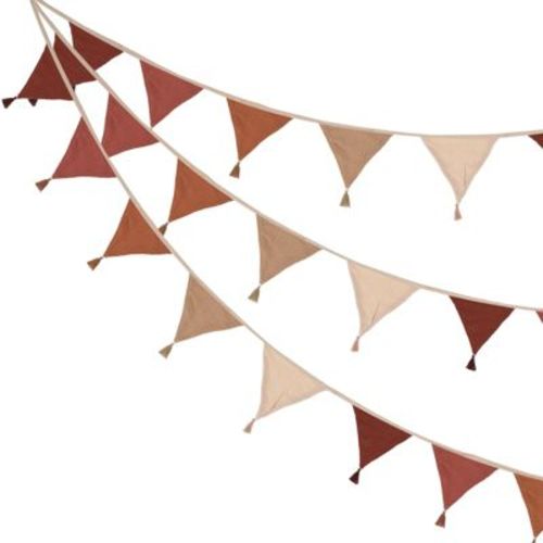 Unique Bargains Cotton Party Decorations Garland Bunting Flag Pennant Tassel Banners 8.5ft 2 Pcs Brown Series