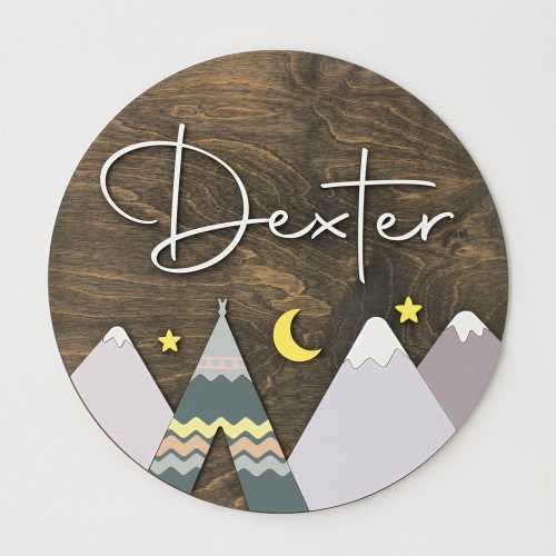 Custom Wood Baby Name Sign, Adventure Nursery Decor