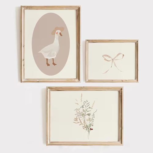 Coquette Pink Wall Art Decor Preppy Aesthetic Canvas Poster Girls Room Wall Art Trendy Bow Wall Decor Vintage Floral Prints Pink Silly Goose Pictures Nursery Artwork for Bedroom 8x10x3 Inch Unframed