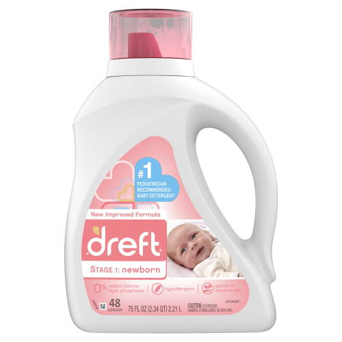 Dreft Stage 1: Newborn Baby, 48 Loads Liquid Laundry Detergent, 75 Fl Oz