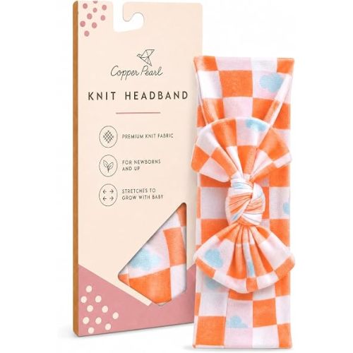 Copper Pearl Baby Bows: Soft and Stretchy Headbands for Baby Girls, Newborn and Toddler Hair Bows and Accessories, Stylish Bow Headband, Mickey Mouse Check